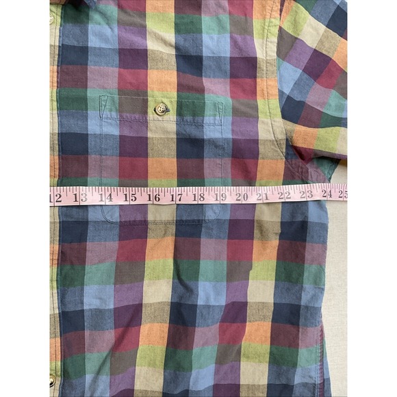 Orvis XL Button Up Short Sleeve Shirt Multicolor Plaid Cotton Preppy Normcore - Picture 4 of 7